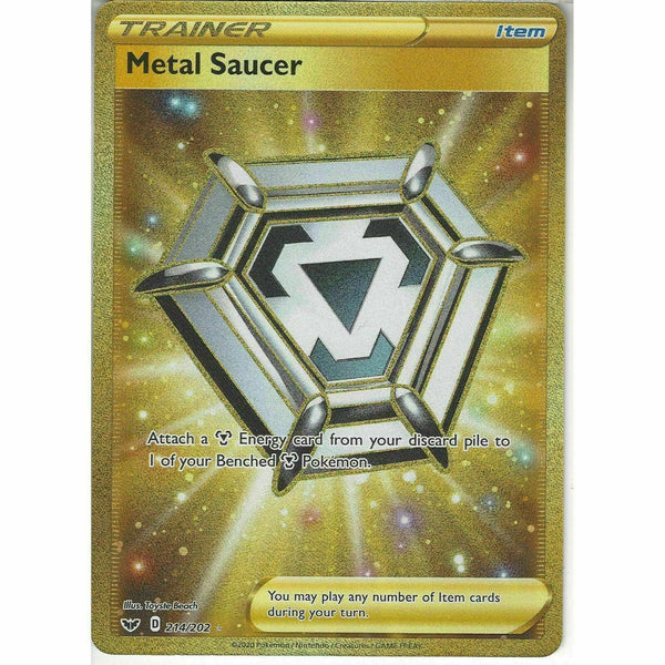 secret rare pokemon card symbol Metal Saucer 214/202 Secret Rare Pokemon Sword And Shield Pack Fresh