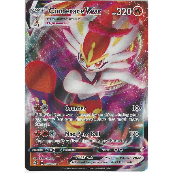 pokemon cinderace vmax card 036/192 Cinderace VMAX | Rare Ultra Card | Sword & Shield Rebel Clash