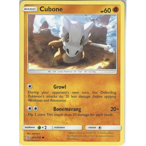 105/236 Cubone | Common Card | SM11 Unified Minds - Recaptured LTD 105/236 Cubone | Common Card | SM11 Unified Minds - Recaptured LTD
