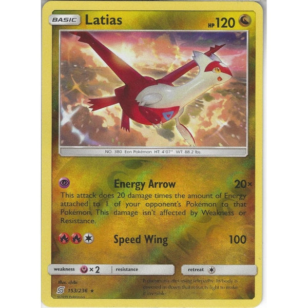 153/236 Latias | Rare Reverse Holo Card | SM11 Unified Minds - Recaptured LTD 153/236 Latias | Rare Reverse Holo Card | SM11 Unified Minds - Recaptured LTD