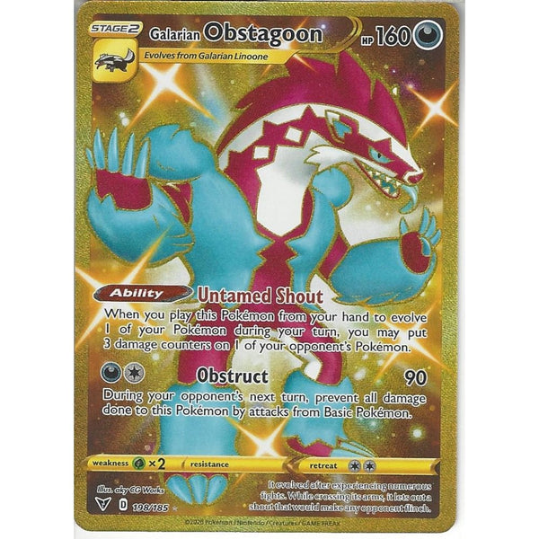 198/185 Galarian Obstagoon | Secret Rare Card | SWSH-04 Vivid Voltage