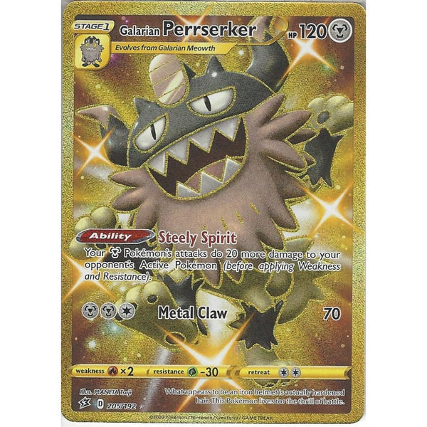 galarian perrserker pokemon card 205/192 Galarian Perrserker | Gold Secret Rare Card | Sword & Shield R