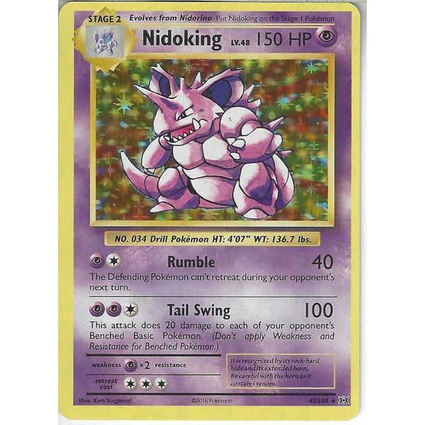 Nidoking Lv.48 45/108 | Rare Holo Card | XY Evolutions - Recaptured LTD Nidoking Lv.48 45/108 | Rare Holo Card | XY Evolutions - Recaptured LTD