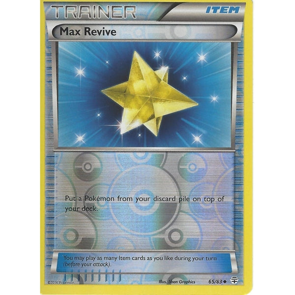POKEMON GENERATION PACK CARD - MAX REVIVE 65/83 REV HOLO - Recaptured LTD POKEMON GENERATION PACK CARD - MAX REVIVE 65/83 REV HOLO - Recaptured LTD