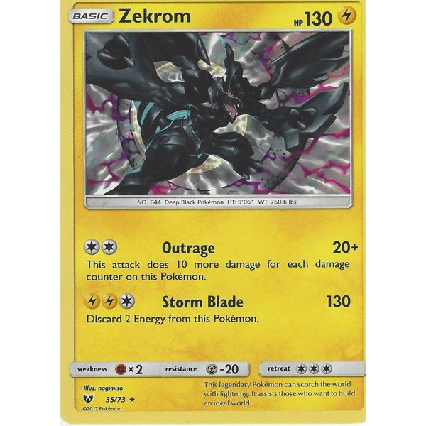 shining legends rare cards Pokemon Shining Legends Card: ZEKROM - 35/73 - Rare Holo