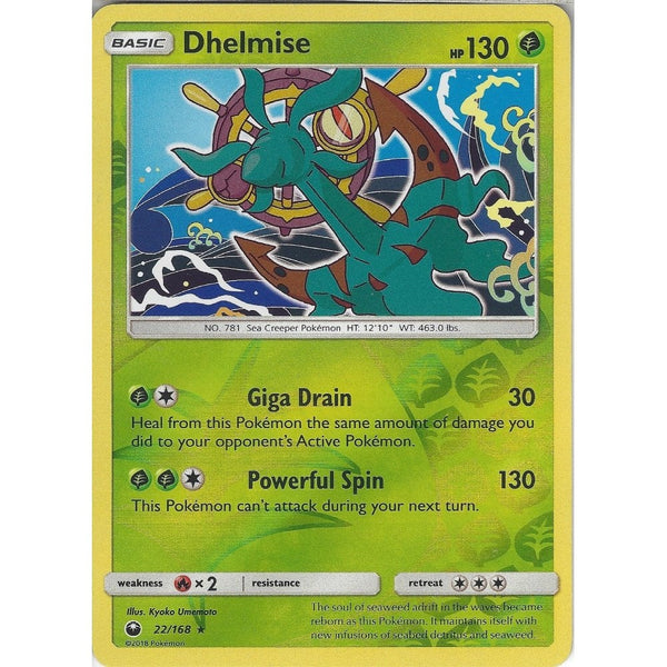 dhelmise v pokemon card value Pokemon SM Celestial Storm Card: Dhelmise - 22/168 - Rare Reverse Holo