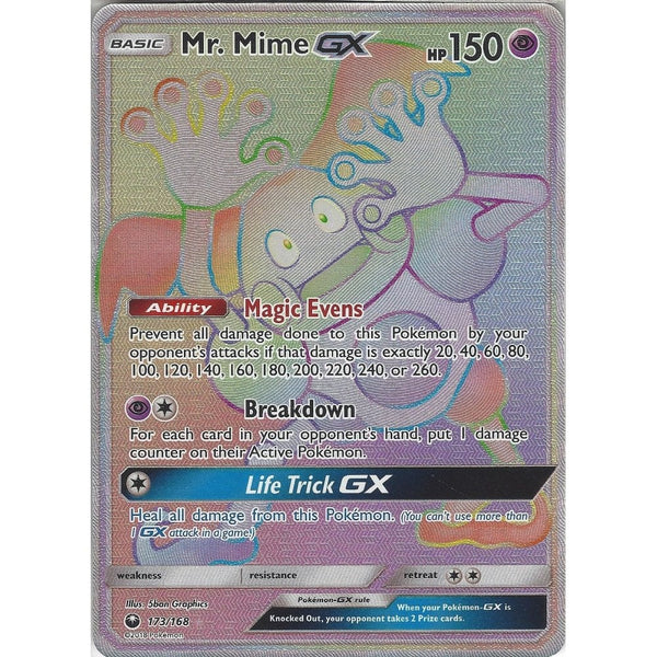 Pokemon SM Celestial Storm Card: Mr. Mime GX - 173/168 - Rainbow Rare
