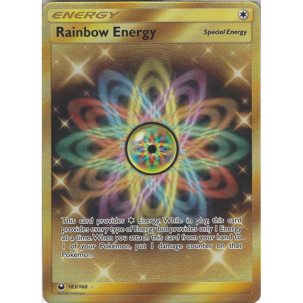 Pokemon SM Celestial Storm Card: Rainbow Energy - 183/168 - Gold Secre
