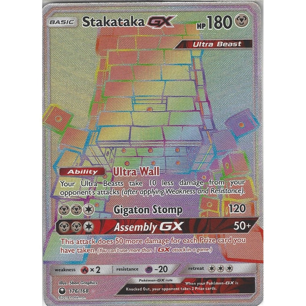 stakataka pokemon card Pokemon SM Celestial Storm Card: Stakataka GX - 176/168 - Rainbow Rare