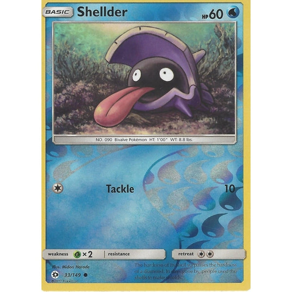 POKEMON Sun & Moon Card SHELLDER - 33/149 - REVERSE HOLO - Recaptured LTD POKEMON Sun & Moon Card SHELLDER - 33/149 - REVERSE HOLO - Recaptured LTD