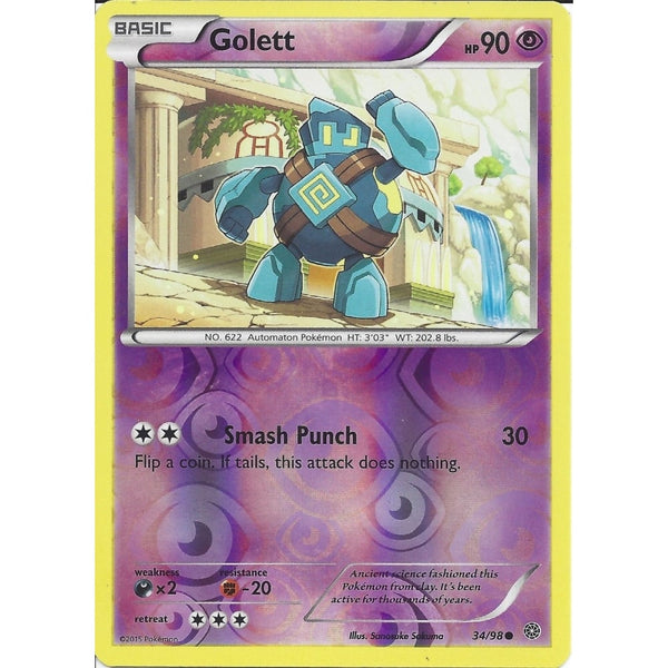 xy go pokemon cards Pokemon XY Ancient Origins Card - GOLETT 34/98 REV HOLO