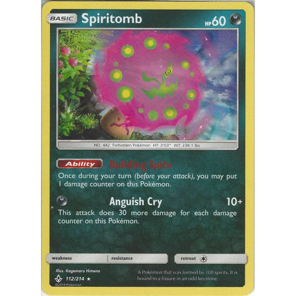 Spiritomb - 112/214 - Rare Holo Card - SM10 Unbroken Bonds