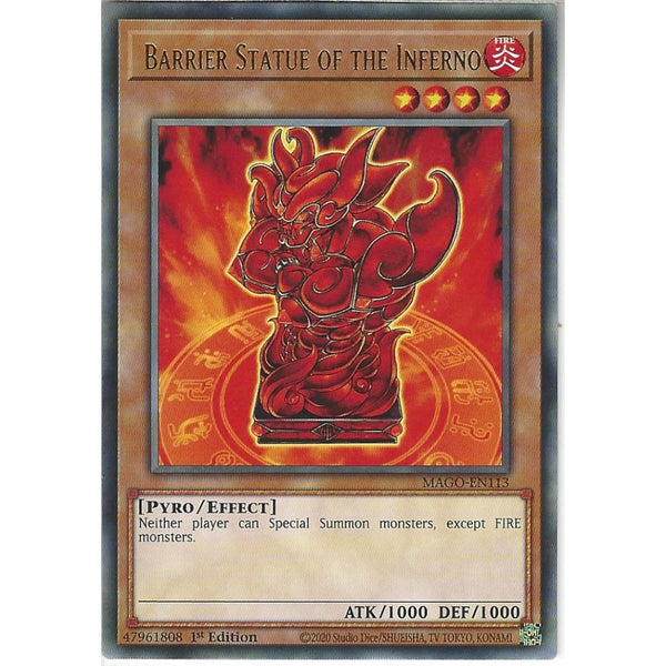 MAGO-EN113 Barrier Statue of the Inferno | 1st Edition | Rare Card - Recaptured LTD MAGO-EN113 Barrier Statue of the Inferno | 1st Edition | Rare Card - Recaptured LTD
