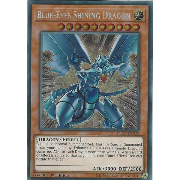 Yu-Gi-Oh BLUE-EYES SHINING DRAGON - LCKC-EN008 - Secret Rare Card - 1s - Recaptured LTD Yu-Gi-Oh BLUE-EYES SHINING DRAGON - LCKC-EN008 - Secret Rare Card - 1s - Recaptured LTD