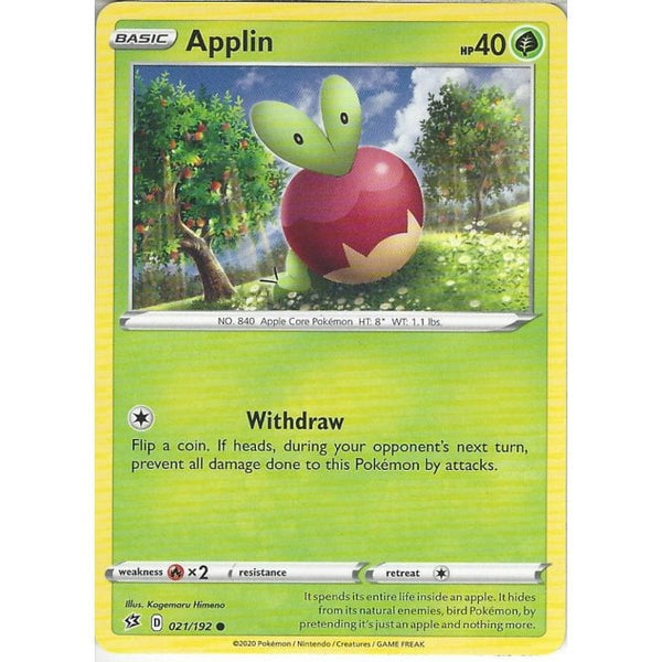 021/192 Applin Common Card Pokemon Sword &amp;amp; Shield Rebel Clash - Recaptured LTD