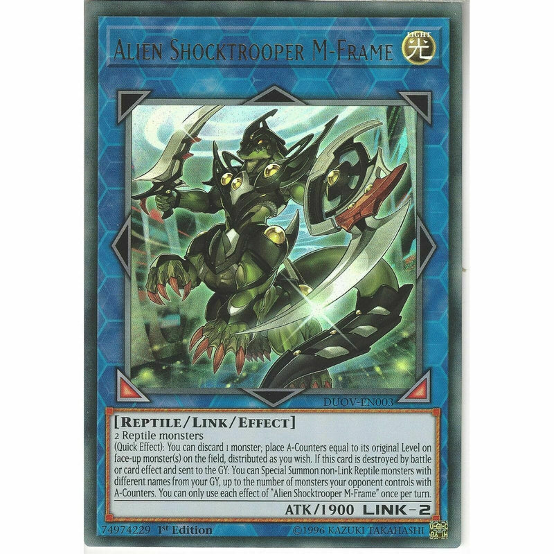 alien yugioh cards DUOV-EN003 Alien Shocktrooper M-Frame | 1st Edition | Ultra Rare Card