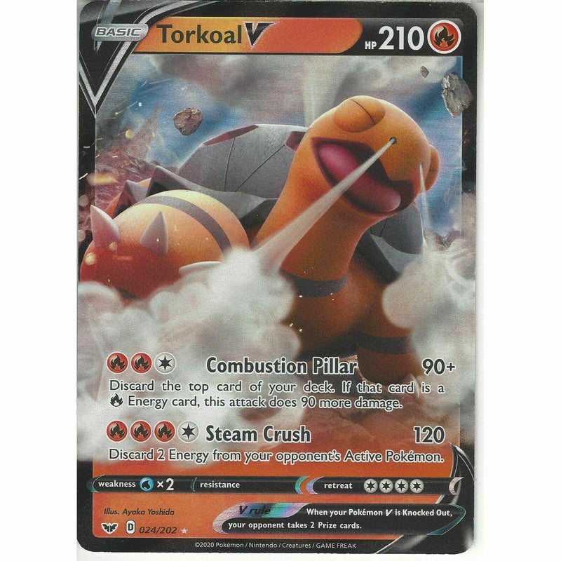 024/202 Torkoal V | Rare Holo V Card | Pokemon TCG Sword and Shield S&