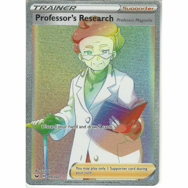 209/202 Professor's Research Rainbow Rare Card Pokemon Sword and Shield Base Set - Recaptured LTD