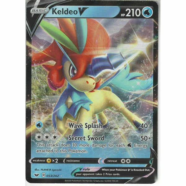 053/202 Keldeo V | Rare Holo V Card | Pokemon TCG Sword and Shield S&amp;amp;S Base Set - Recaptured LTD