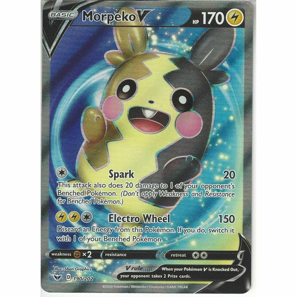 190/202 Morpeko V | Rare Ultra Card | Pokemon TCG Sword and Shield S&amp;amp;S Base Set - Recaptured LTD