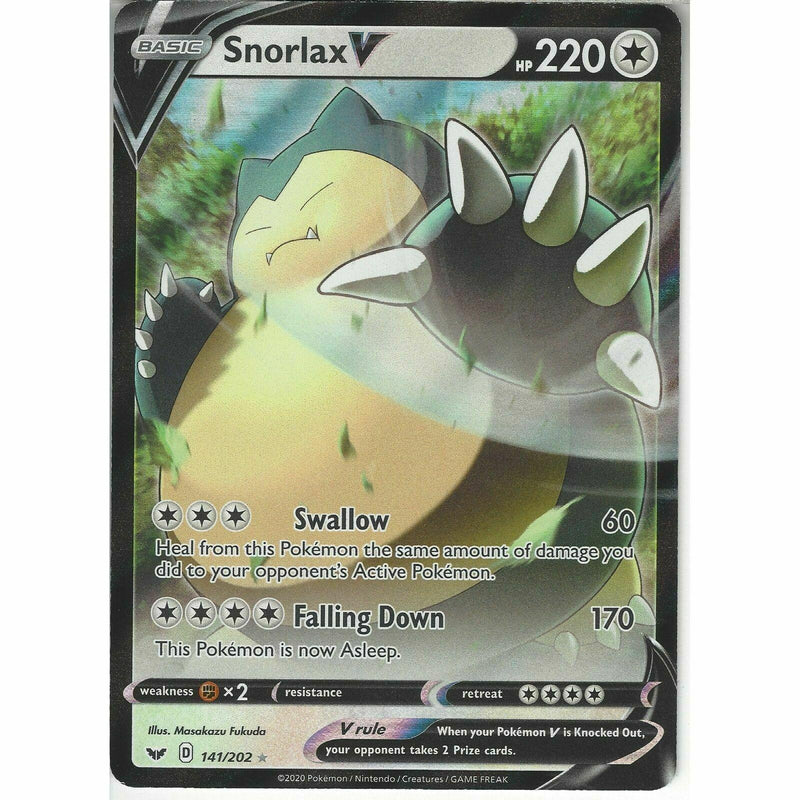 141/202 Snorlax V | Rare Holo V Card | Pokemon TCG Sword and Shield S&
