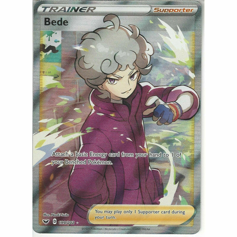 199/202 Bede | Rare Ultra Card Pokemon TCG Sword and Shield S& - Recaptured LTD 199/202 Bede | Rare Ultra Card Pokemon TCG Sword and Shield S& - Recaptured LTD
