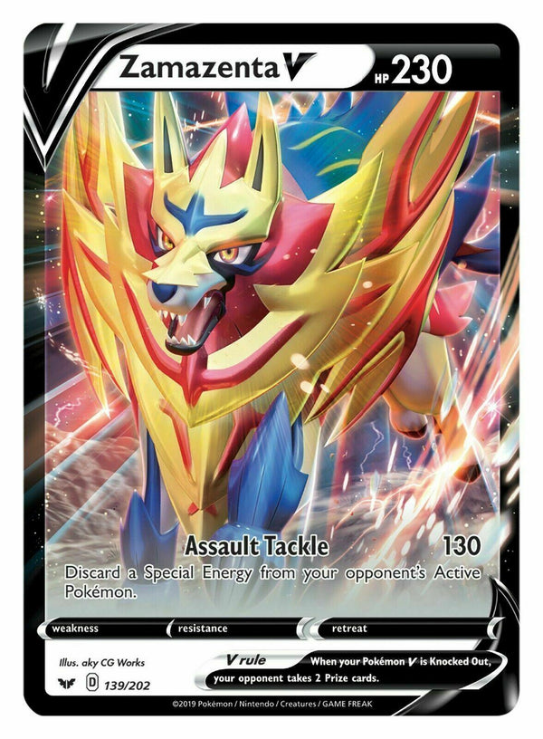 196/202 Zamazenta V | Rare Ultra Card Pokemon TCG Sword and Shield S&amp;amp;S Base Set - Recaptured LTD