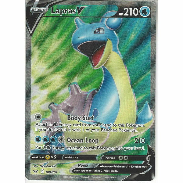 189/202 Lapras V | Rare Ultra Card | Pokemon TCG Sword and Shield S&amp;amp;S Base Set - Recaptured LTD