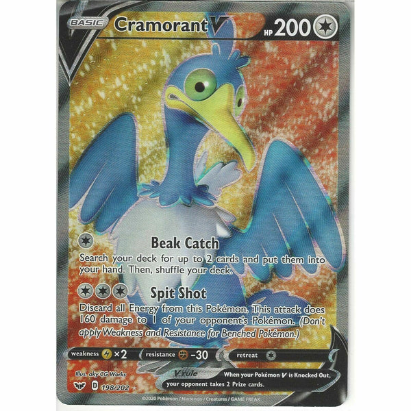 198/202 Cramorant V | Rare Ultra Card Pokemon TCG Sword and Shield S&amp;amp;S Base Set - Recaptured LTD