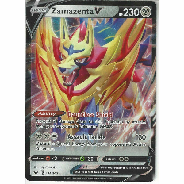 139/202 Zamazenta V | Rare Holo V Card Pokemon TCG Sword and Shield S&amp;amp;S Base Set - Recaptured LTD