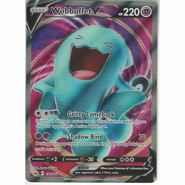 191/202 Wobbuffet V | Rare Ultra Card Pokemon TCG Sword and Shield S&amp;amp;S Base Set - Recaptured LTD