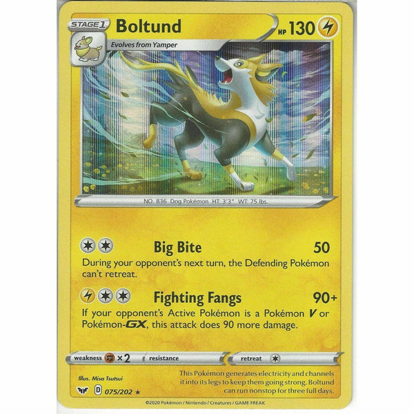 075/202 Boltund | Rare Holo Card | Pokemon TCG Sword and Shield S&amp;amp;S Base Set - Recaptured LTD