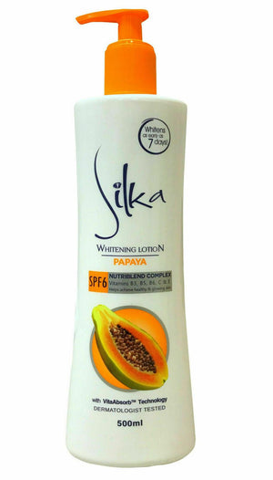 Silka Papaya Skin Whitening Lotion 500ml (with pump) - Large Size