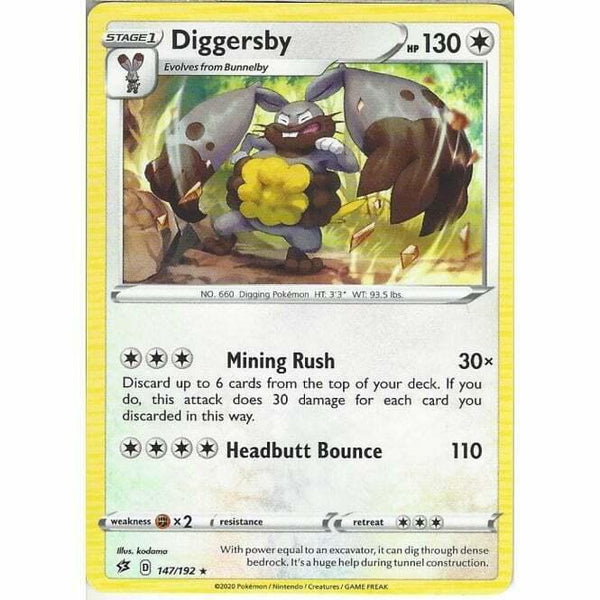 147/192 Diggersby Rare Card Pokemon Sword &amp;amp; Shield Rebel Clash - Recaptured LTD