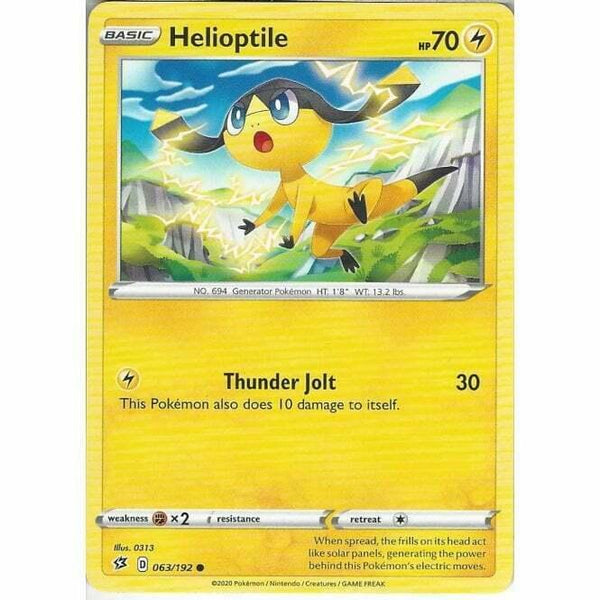 063/192 Helioptile Common Card Pokemon Sword &amp;amp; Shield Rebel Clash - Recaptured LTD