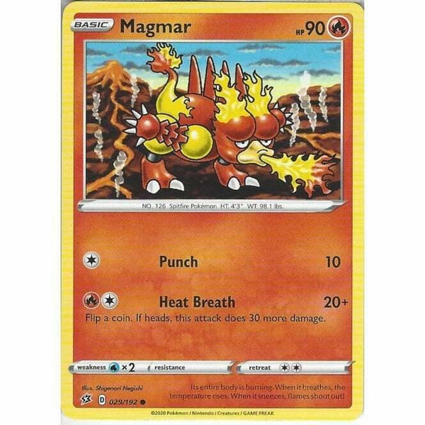 029/192 Magmar Common Card Pokemon Sword &amp;amp; Shield Rebel Clash - Recaptured LTD