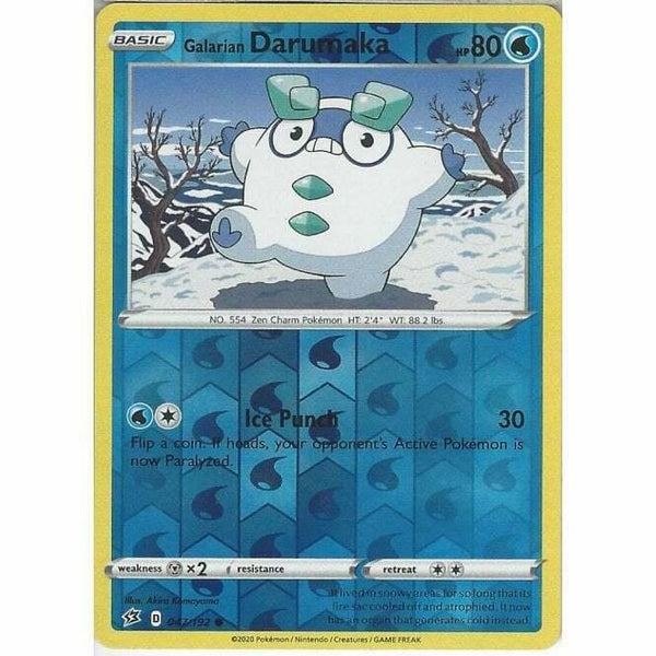047/192 Galarian Darumaka Common Reverse Holo Card Sword &amp;amp; Shield Rebel Clash - Recaptured LTD