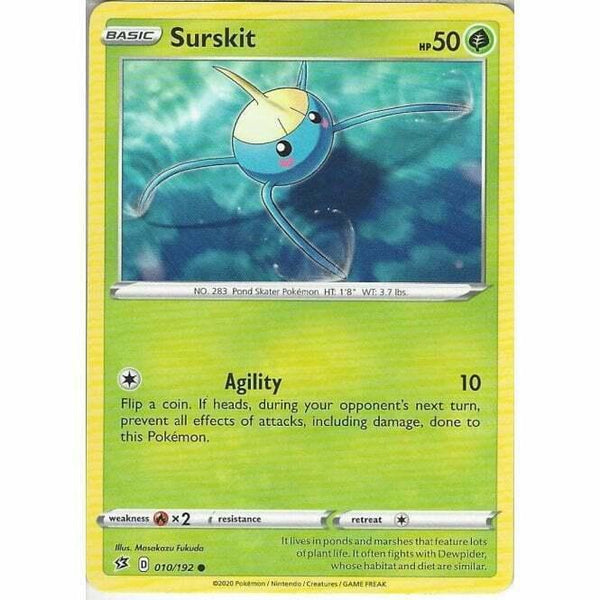 010/192 Surskit Common Card Pokemon Sword &amp;amp; Shield Rebel Clash - Recaptured LTD
