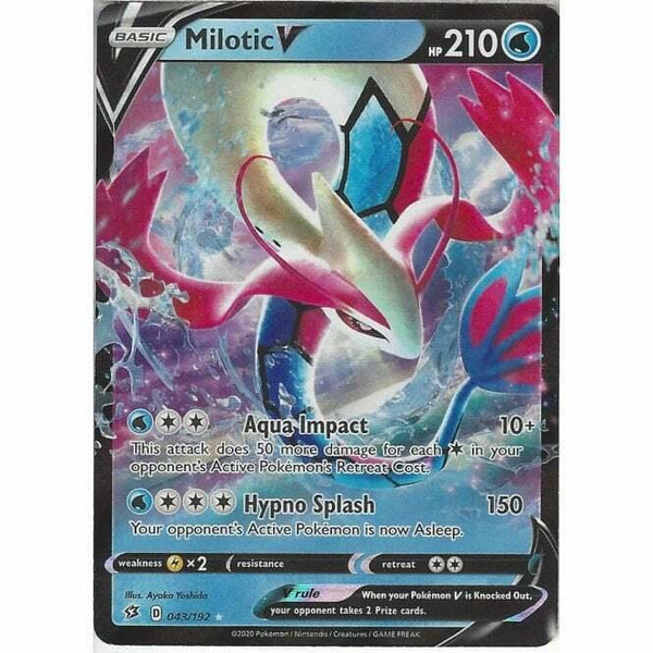 043/192 Milotic V Rare Holo V Card Pokemon Sword &amp;amp; Shield Rebel Clash - Recaptured LTD
