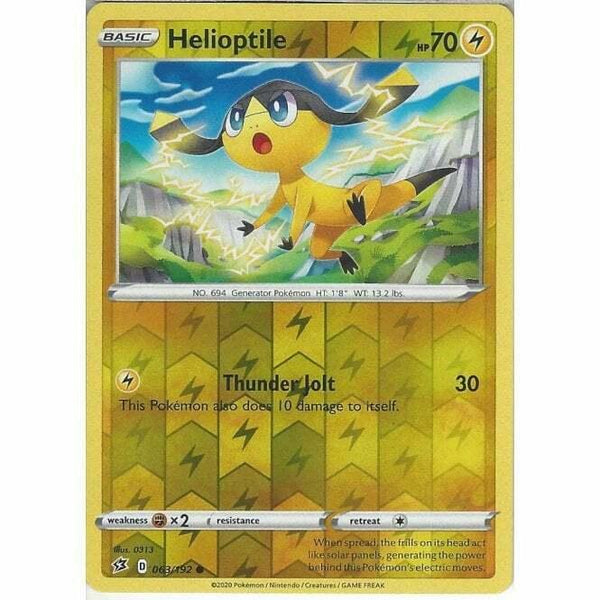 063/192 Helioptile Common Reverse Holo Card Pokemon Sword &amp;amp; Shield Rebel Clash - Recaptured LTD