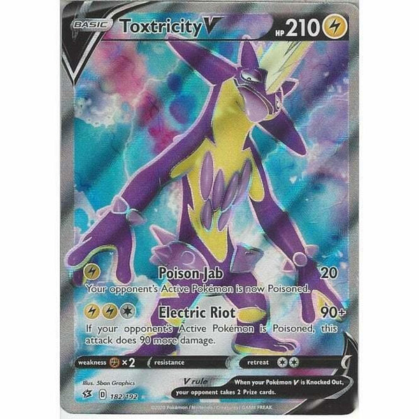 182/192 Toxtricity V Rare Ultra Card Pokemon Sword &amp;amp; Shield Rebel Clash - Recaptured LTD
