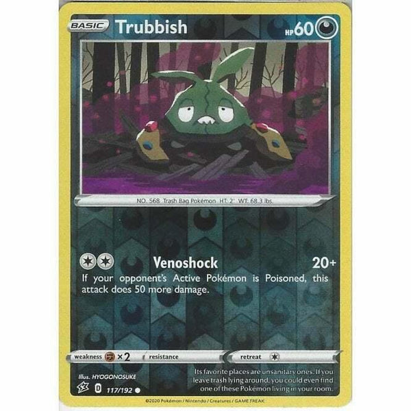 117/192 Trubbish Common Reverse Holo Card Pokemon Sword &amp;amp; Shield Rebel Clash - Recaptured LTD