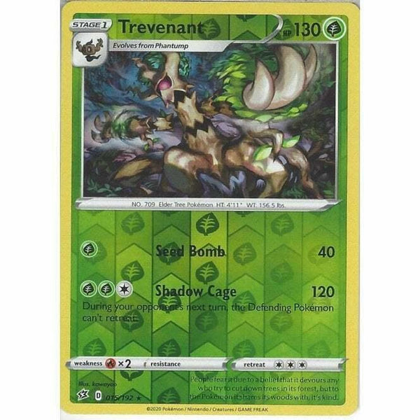 015/192 Trevenant Rare Reverse Holo Card Pokemon Sword &amp;amp; Shield Rebel Clash - Recaptured LTD
