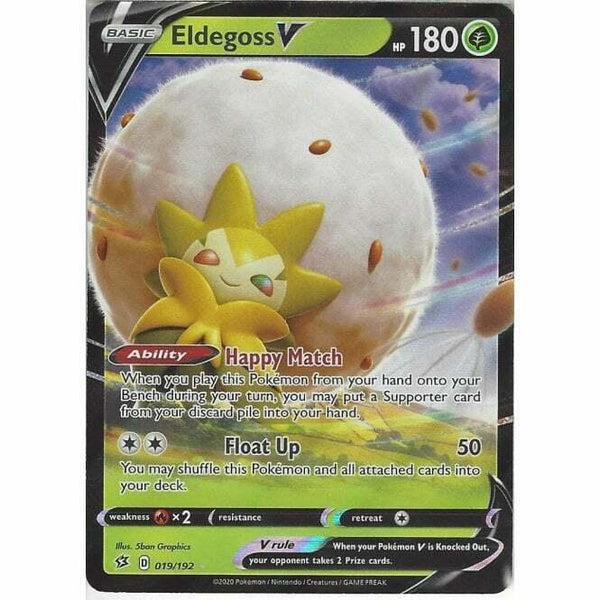 019/192 Eldegoss V Rare Holo V Card Pokemon Sword &amp;amp; Shield Rebel Clash - Recaptured LTD