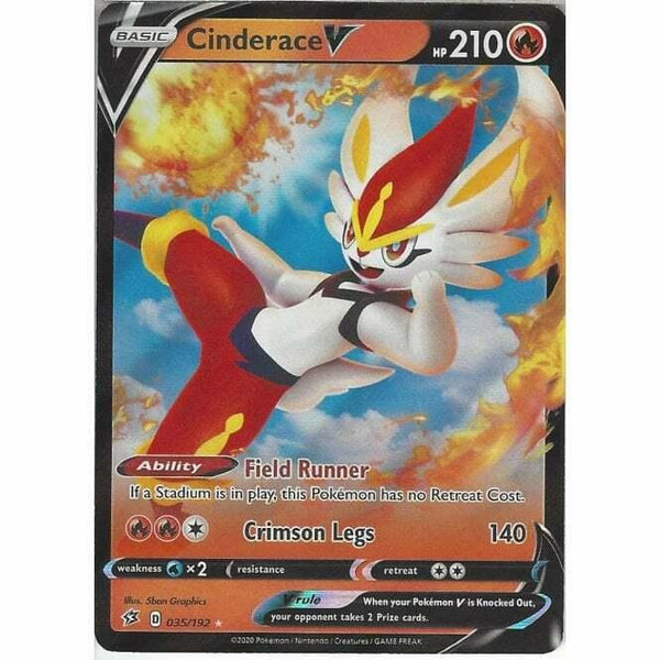 035/192 Cinderace V Rare Holo V Card Pokemon Sword &amp;amp; Shield Rebel Clash - Recaptured LTD