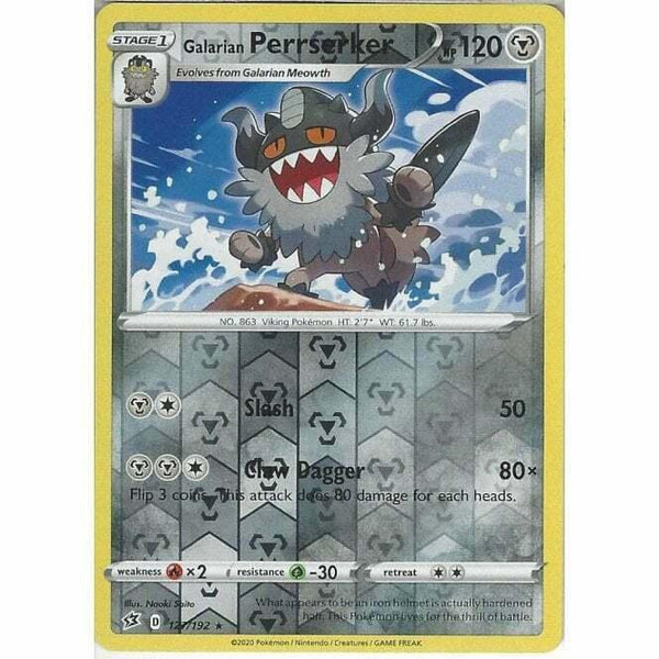 127/192 Galarian Perrserker Rare Reverse Holo Card Sword &amp;amp; Shield Rebel Clash - Recaptured LTD