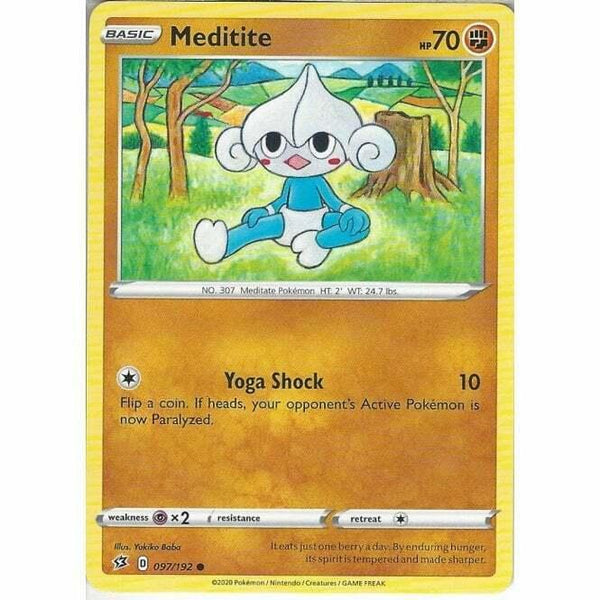 097/192 Meditite Common Card Pokemon Sword & Shield Rebel Clash - Recaptured LTD
