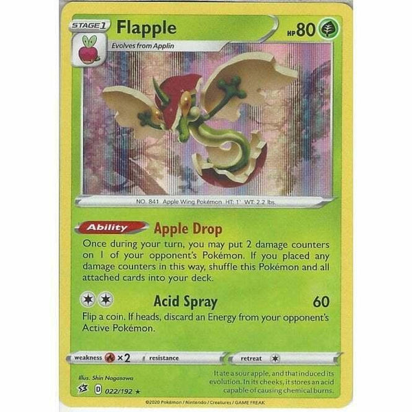 022/192 Flapple Rare Holo Card Pokemon Sword & Shield Rebel Clash - Recaptured LTD