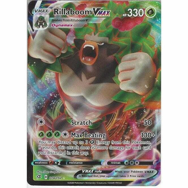 018/192 Rillaboom VMAX Rare Ultra Card Pokemon Sword & Shield Rebel Clash - Recaptured LTD