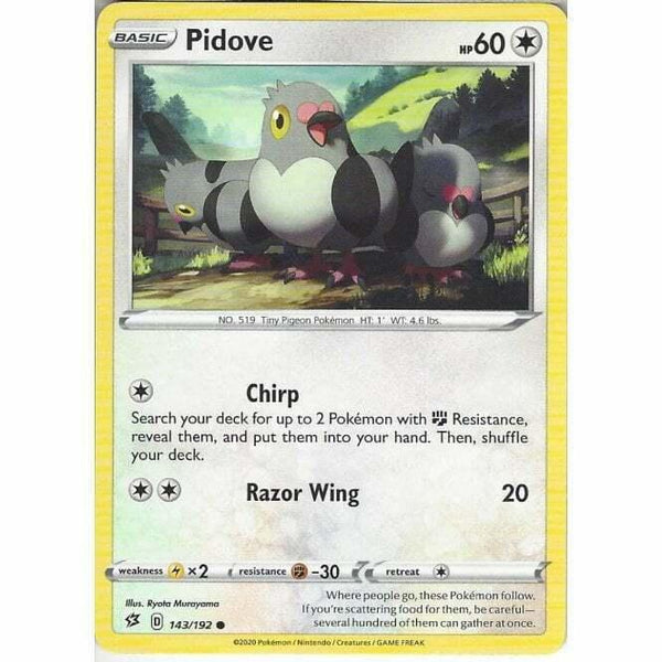 143/192 Pidove Common Card Pokemon Sword & Shield Rebel Clash - Recaptured LTD